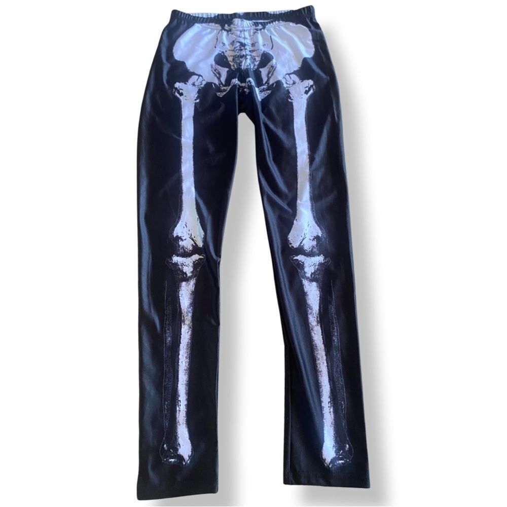 I Heart Raves Skeleton Rave EDM Festival Halloween Leggings Size Small
